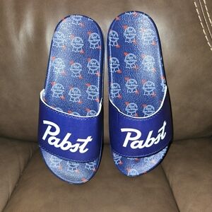 NEW Pabst Blue Slide Sandals - Unisex - Mens Size 9.5 - Beer Fan MILWAUKEE WI